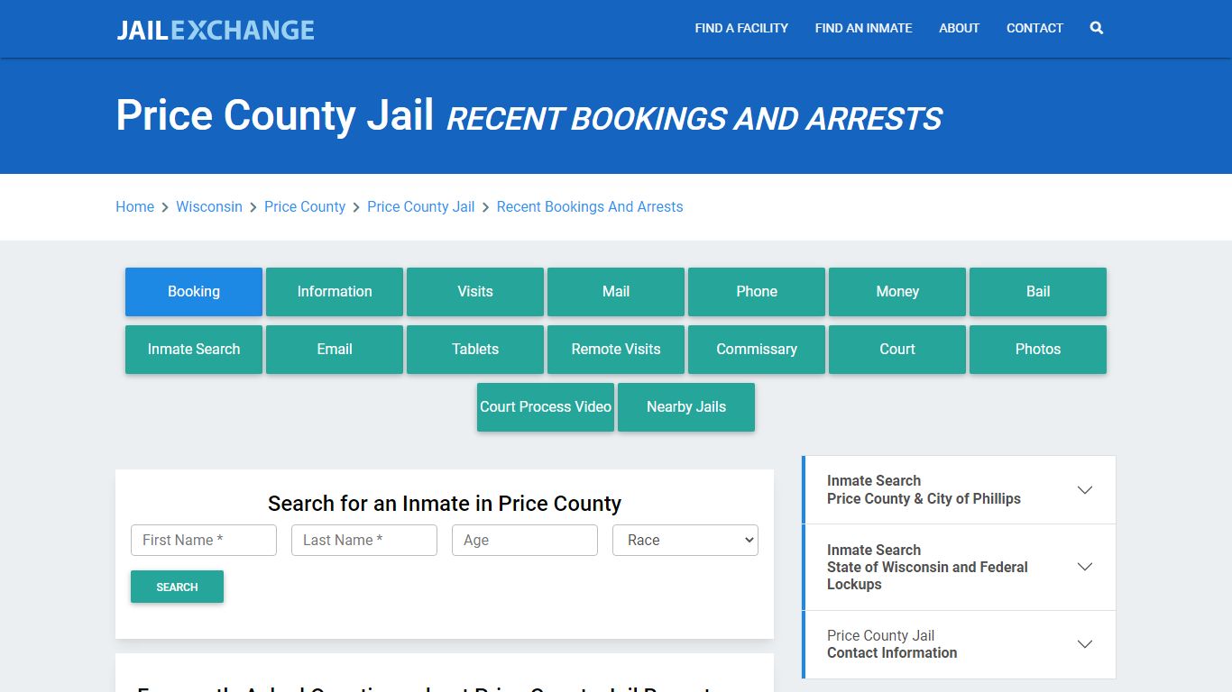 Price County Jail Recent Bookings And Arrests - Jail Exchange