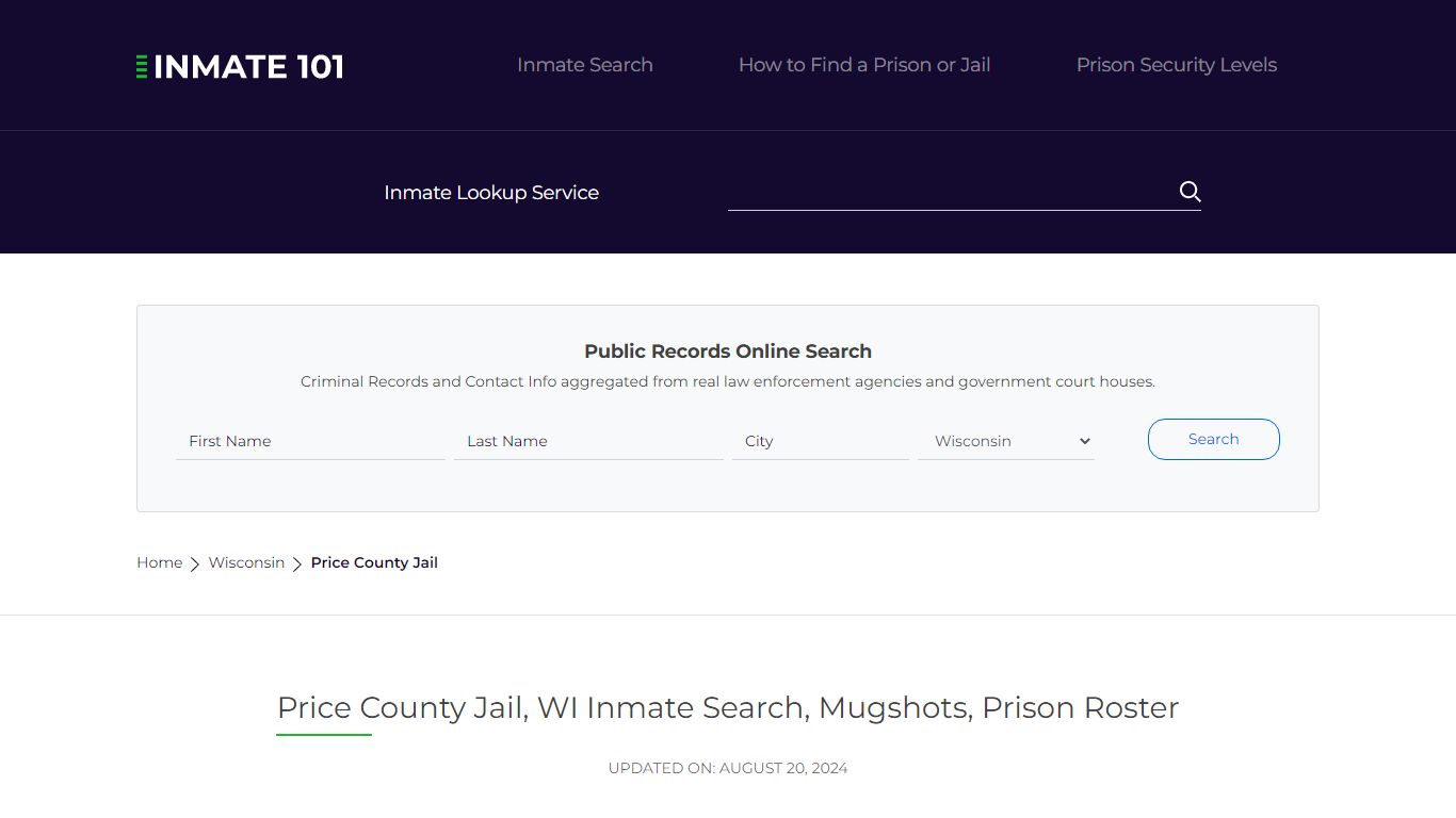 Price County Jail, WI Inmate Search, Mugshots, Prison Roster