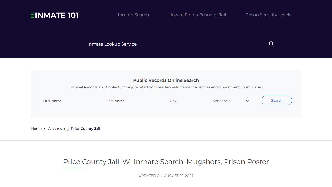 Price County Jail, WI Inmate Search, Mugshots, Prison Roster